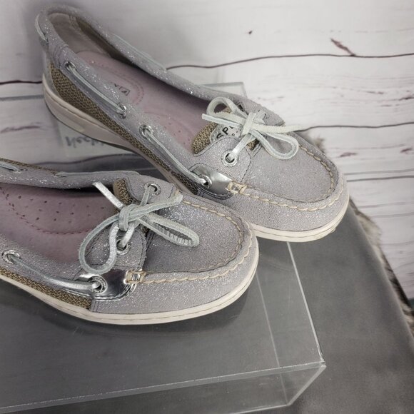 Sperry Top Sider Gray Women's Size 5 Medium Leather Fabric Uppers Boat Shoes - Picture 6 of 12